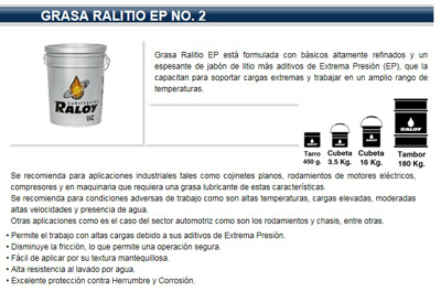 GRASA LITIO EP-2 16 KGS. #RALOY